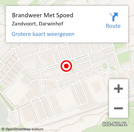 Locatie op kaart van de 112 melding: Brandweer Met Spoed Naar Zandvoort, Darwinhof op 31 oktober 2022 05:39