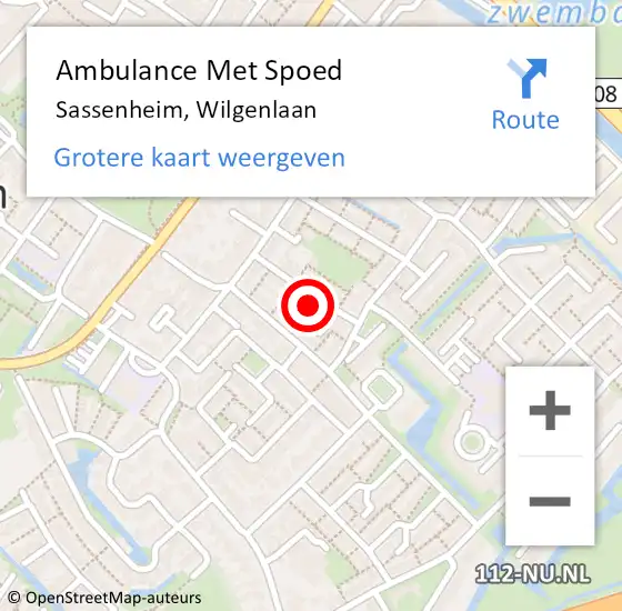 Locatie op kaart van de 112 melding: Ambulance Met Spoed Naar Sassenheim, Wilgenlaan op 31 oktober 2022 06:27