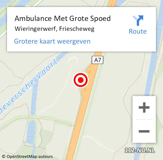 Locatie op kaart van de 112 melding: Ambulance Met Grote Spoed Naar Wieringerwerf, Friescheweg op 31 oktober 2022 06:32