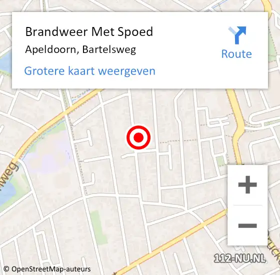 Locatie op kaart van de 112 melding: Brandweer Met Spoed Naar Apeldoorn, Bartelsweg op 3 augustus 2014 11:49