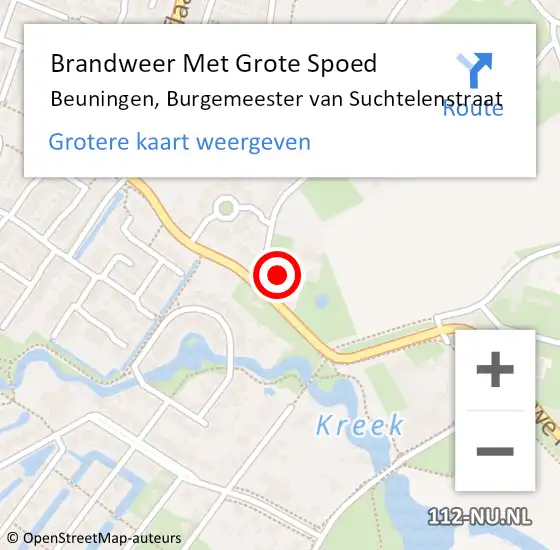 Locatie op kaart van de 112 melding: Brandweer Met Grote Spoed Naar Beuningen, Burgemeester van Suchtelenstraat op 31 oktober 2022 07:23