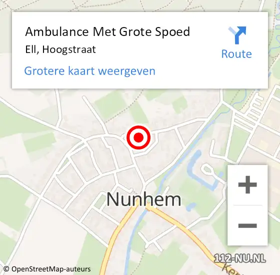 Locatie op kaart van de 112 melding: Ambulance Met Grote Spoed Naar Ell, Hoogstraat op 31 oktober 2022 07:31