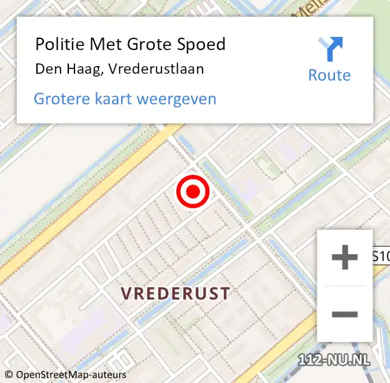 Locatie op kaart van de 112 melding: Politie Met Grote Spoed Naar Den Haag, Vrederustlaan op 31 oktober 2022 07:41