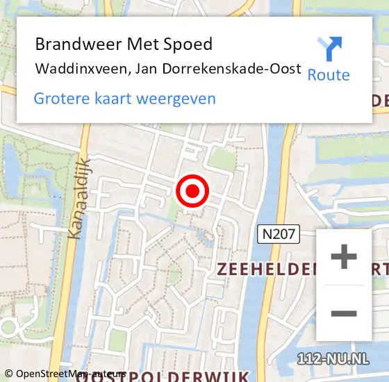 Locatie op kaart van de 112 melding: Brandweer Met Spoed Naar Waddinxveen, Jan Dorrekenskade-Oost op 31 oktober 2022 07:44