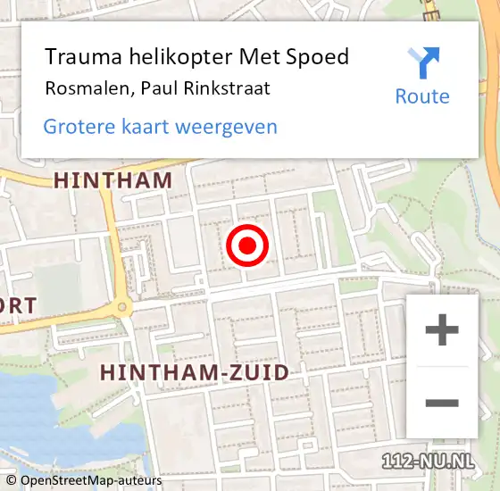 Locatie op kaart van de 112 melding: Trauma helikopter Met Spoed Naar Rosmalen, Paul Rinkstraat op 31 oktober 2022 07:53