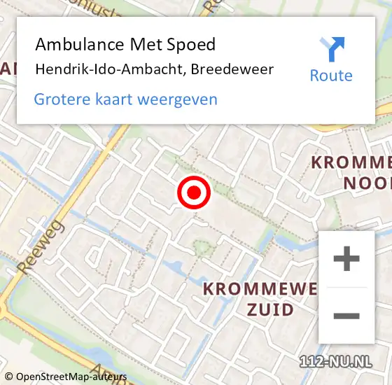 Locatie op kaart van de 112 melding: Ambulance Met Spoed Naar Hendrik-Ido-Ambacht, Breedeweer op 31 oktober 2022 08:14