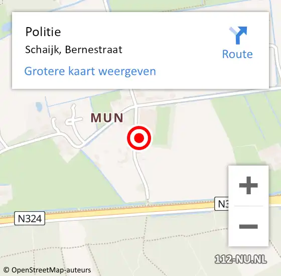 Locatie op kaart van de 112 melding: Politie Schaijk, Bernestraat op 31 oktober 2022 08:24