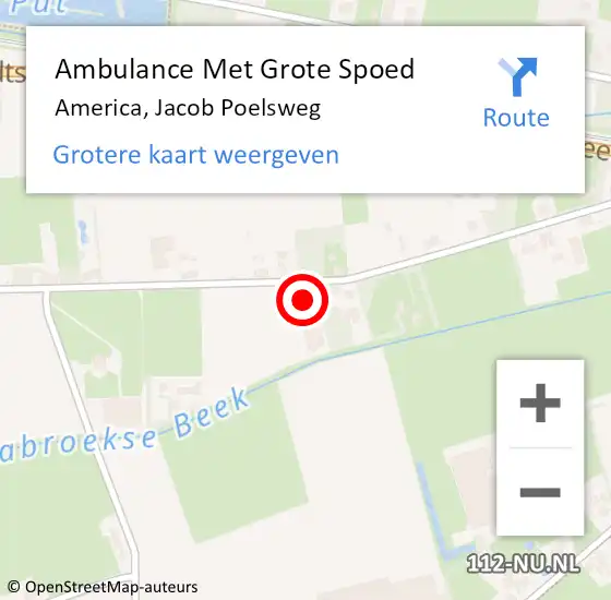 Locatie op kaart van de 112 melding: Ambulance Met Grote Spoed Naar America, Jacob Poelsweg op 3 augustus 2014 11:59