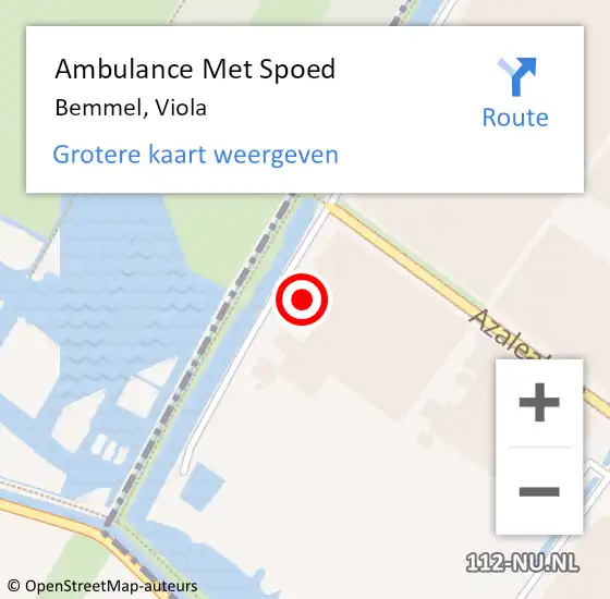 Locatie op kaart van de 112 melding: Ambulance Met Spoed Naar Bemmel, Viola op 31 oktober 2022 08:38