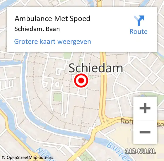 Locatie op kaart van de 112 melding: Ambulance Met Spoed Naar Schiedam, Baan op 31 oktober 2022 08:45