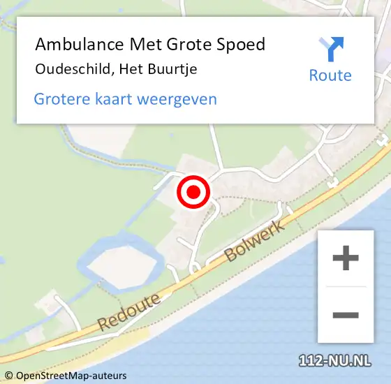 Locatie op kaart van de 112 melding: Ambulance Met Grote Spoed Naar Oudeschild, Het Buurtje op 31 oktober 2022 08:53