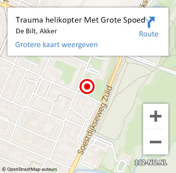 Locatie op kaart van de 112 melding: Trauma helikopter Met Grote Spoed Naar De Bilt, Akker op 31 oktober 2022 09:05