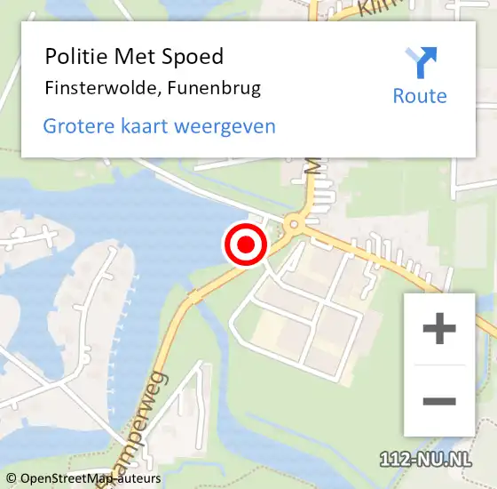 Locatie op kaart van de 112 melding: Politie Met Spoed Naar Finsterwolde, Funenbrug op 31 oktober 2022 09:23