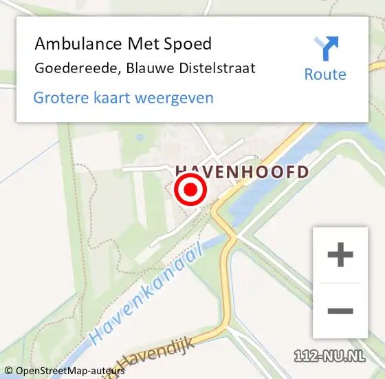 Locatie op kaart van de 112 melding: Ambulance Met Spoed Naar Goedereede, Blauwe Distelstraat op 31 oktober 2022 09:27