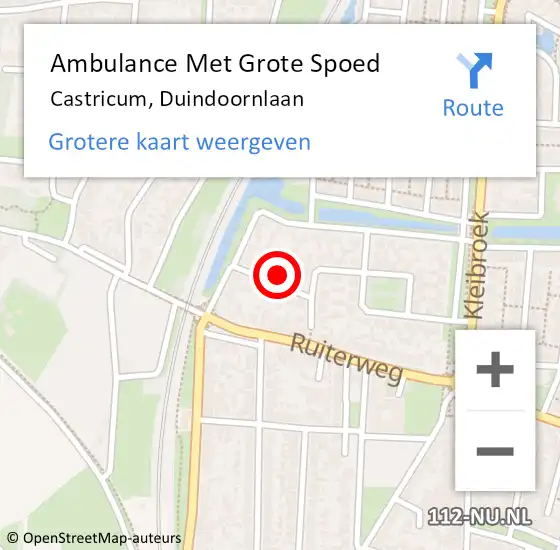 Locatie op kaart van de 112 melding: Ambulance Met Grote Spoed Naar Castricum, Duindoornlaan op 31 oktober 2022 09:35