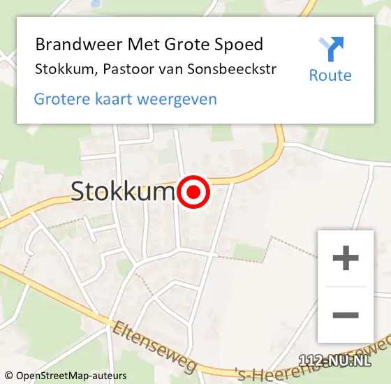 Locatie op kaart van de 112 melding: Brandweer Met Grote Spoed Naar Stokkum, Pastoor van Sonsbeeckstr op 31 oktober 2022 09:53