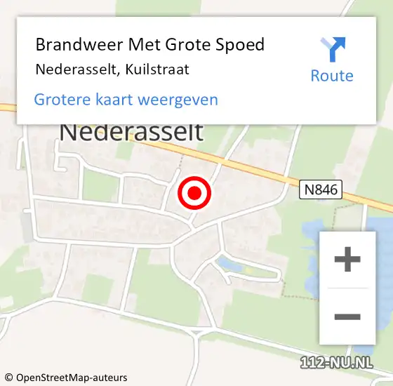 Locatie op kaart van de 112 melding: Brandweer Met Grote Spoed Naar Nederasselt, Kuilstraat op 31 oktober 2022 09:58
