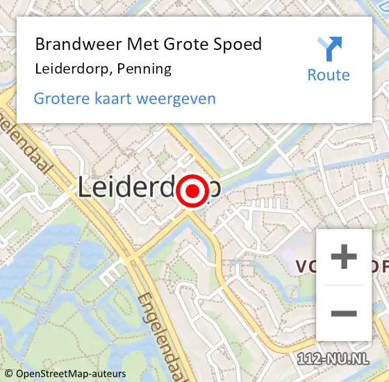 Locatie op kaart van de 112 melding: Brandweer Met Grote Spoed Naar Leiderdorp, Penning op 31 oktober 2022 10:10