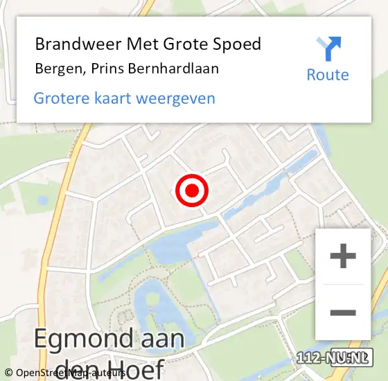 Locatie op kaart van de 112 melding: Brandweer Met Grote Spoed Naar Bergen, Prins Bernhardlaan op 31 oktober 2022 10:12