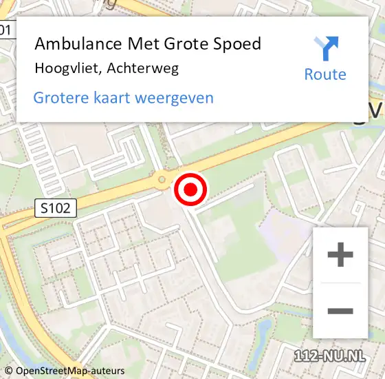 Locatie op kaart van de 112 melding: Ambulance Met Grote Spoed Naar Hoogvliet, Achterweg op 31 oktober 2022 10:18