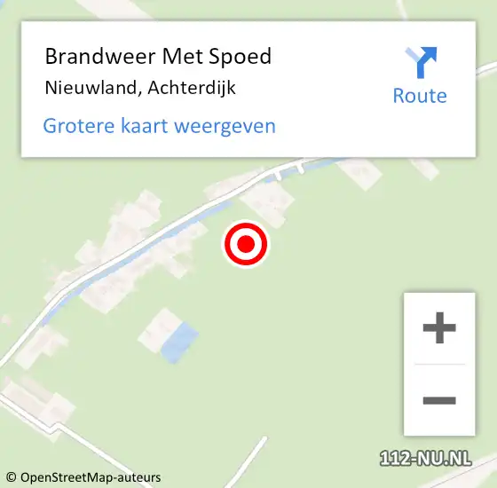 Locatie op kaart van de 112 melding: Brandweer Met Spoed Naar Nieuwland, Achterdijk op 31 oktober 2022 10:42