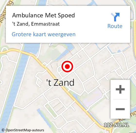 Locatie op kaart van de 112 melding: Ambulance Met Spoed Naar 't Zand, Emmastraat op 31 oktober 2022 10:43