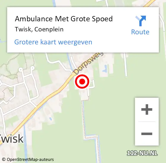 Locatie op kaart van de 112 melding: Ambulance Met Grote Spoed Naar Twisk, Coenplein op 31 oktober 2022 10:51