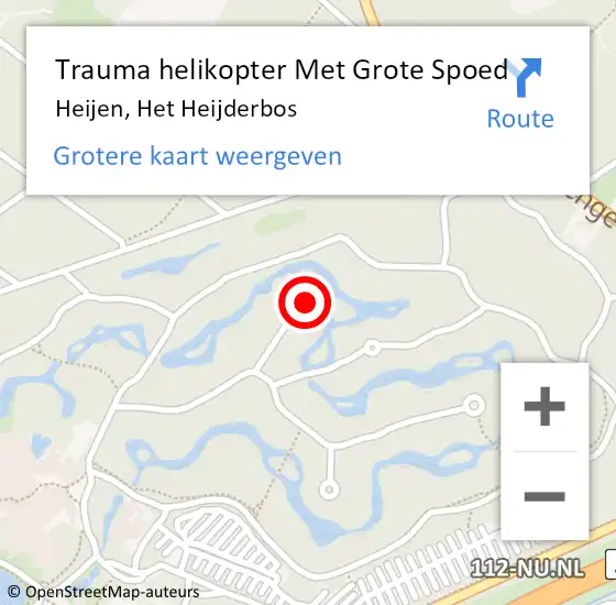 Locatie op kaart van de 112 melding: Trauma helikopter Met Grote Spoed Naar Heijen, Het Heijderbos op 31 oktober 2022 10:53