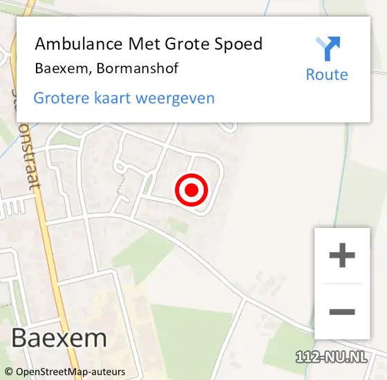 Locatie op kaart van de 112 melding: Ambulance Met Grote Spoed Naar Baexem, Bormanshof op 31 oktober 2022 11:06