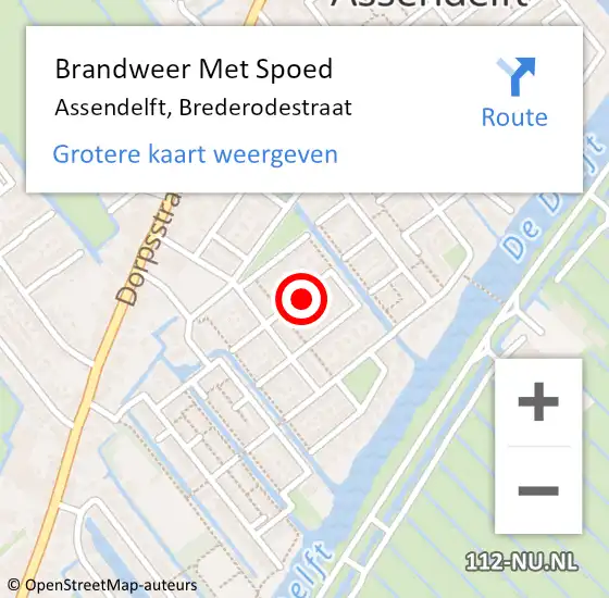 Locatie op kaart van de 112 melding: Brandweer Met Spoed Naar Assendelft, Brederodestraat op 31 oktober 2022 11:10