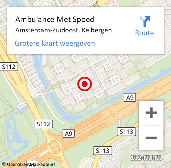 Locatie op kaart van de 112 melding: Ambulance Met Spoed Naar Amsterdam-Zuidoost, Kelbergen op 31 oktober 2022 11:14