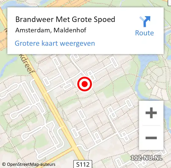 Locatie op kaart van de 112 melding: Brandweer Met Grote Spoed Naar Amsterdam-Zuidoost, Maldenhof op 31 oktober 2022 11:23