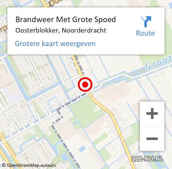 Locatie op kaart van de 112 melding: Brandweer Met Grote Spoed Naar Oosterblokker, Noorderdracht op 10 oktober 2013 12:22