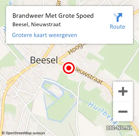 Locatie op kaart van de 112 melding: Brandweer Met Grote Spoed Naar Beesel, Nieuwstraat op 31 oktober 2022 11:28