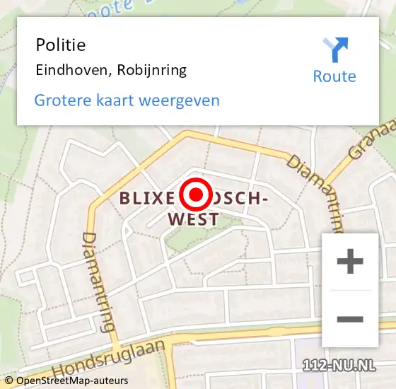 Locatie op kaart van de 112 melding: Politie Eindhoven, Robijnring op 31 oktober 2022 11:58