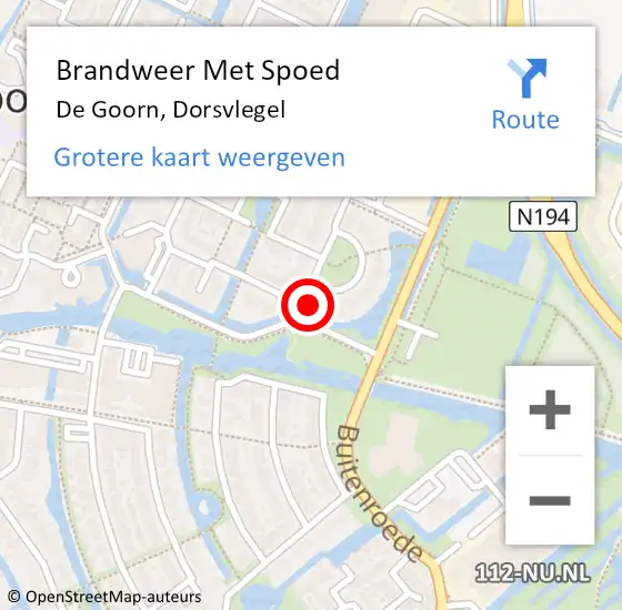 Locatie op kaart van de 112 melding: Brandweer Met Spoed Naar De Goorn, Dorsvlegel op 31 oktober 2022 12:37