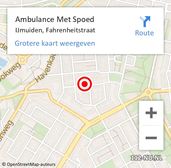 Locatie op kaart van de 112 melding: Ambulance Met Spoed Naar IJmuiden, Fahrenheitstraat op 31 oktober 2022 12:45