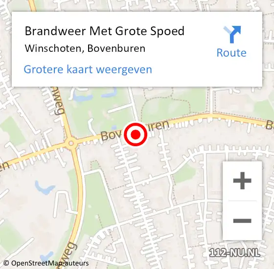 Locatie op kaart van de 112 melding: Brandweer Met Grote Spoed Naar Winschoten, Bovenburen op 31 oktober 2022 12:47