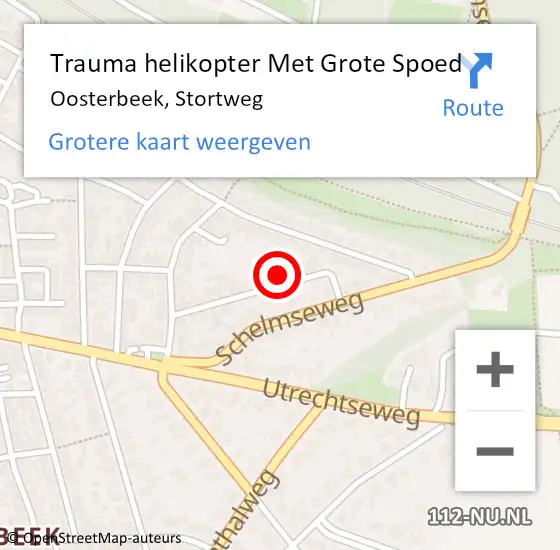 Locatie op kaart van de 112 melding: Trauma helikopter Met Grote Spoed Naar Oosterbeek, Stortweg op 31 oktober 2022 13:03