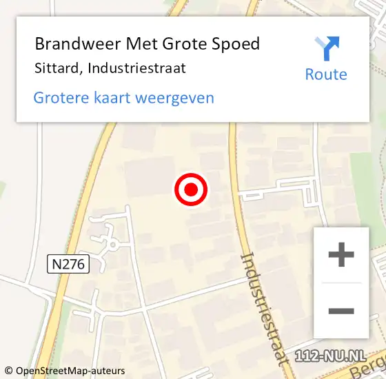 Locatie op kaart van de 112 melding: Brandweer Met Grote Spoed Naar Sittard, Industriestraat op 31 oktober 2022 13:27