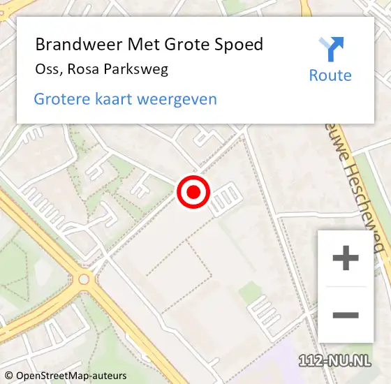 Locatie op kaart van de 112 melding: Brandweer Met Grote Spoed Naar Oss, Rosa Parksweg op 31 oktober 2022 13:53