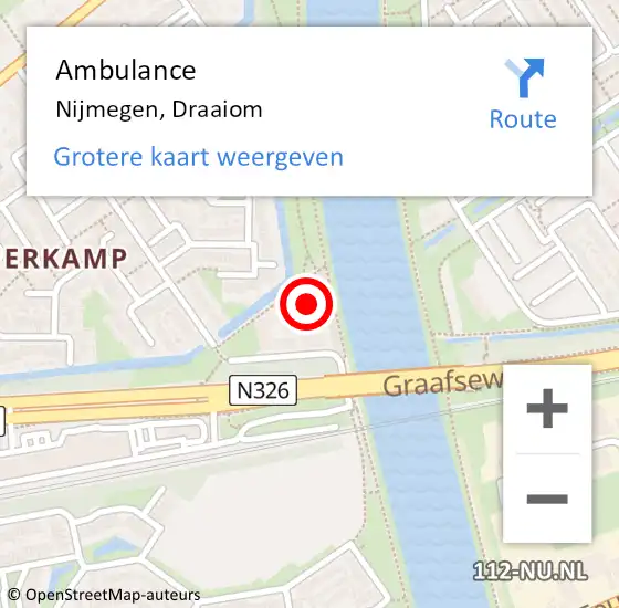 Locatie op kaart van de 112 melding: Ambulance Nijmegen, Draaiom op 31 oktober 2022 13:59