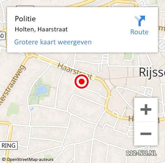 Locatie op kaart van de 112 melding: Politie Holten, Haarstraat op 31 oktober 2022 14:03