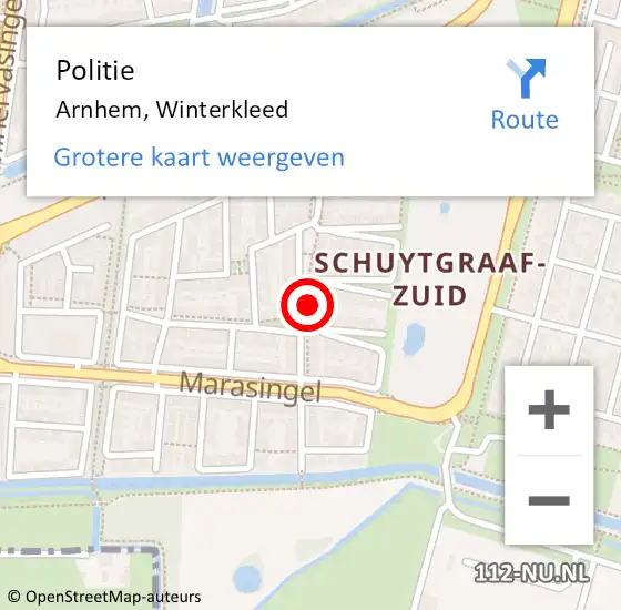 Locatie op kaart van de 112 melding: Politie Arnhem, Winterkleed op 31 oktober 2022 14:04