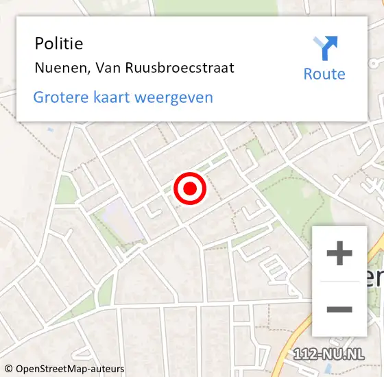 Locatie op kaart van de 112 melding: Politie Nuenen, Van Ruusbroecstraat op 31 oktober 2022 14:43