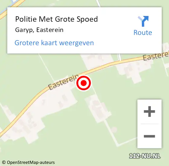 Locatie op kaart van de 112 melding: Politie Met Grote Spoed Naar Garyp, Easterein op 31 oktober 2022 14:47