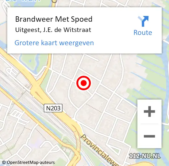 Locatie op kaart van de 112 melding: Brandweer Met Spoed Naar Uitgeest, J.E. de Witstraat op 31 oktober 2022 14:53