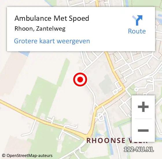 Locatie op kaart van de 112 melding: Ambulance Met Spoed Naar Rhoon, Zantelweg op 31 oktober 2022 14:56