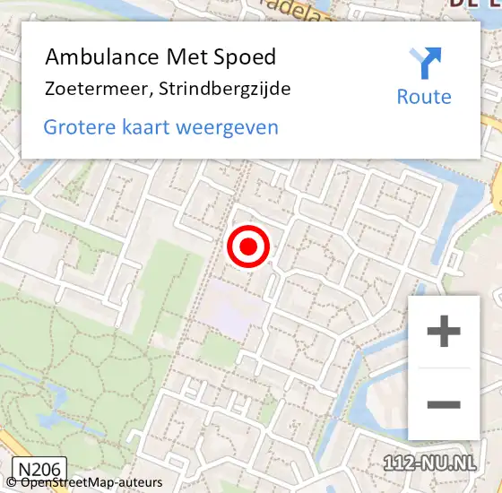 Locatie op kaart van de 112 melding: Ambulance Met Spoed Naar Zoetermeer, Strindbergzijde op 31 oktober 2022 14:58