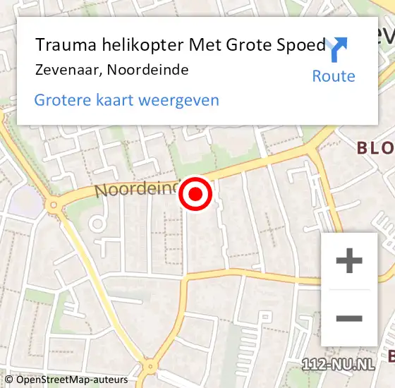 Locatie op kaart van de 112 melding: Trauma helikopter Met Grote Spoed Naar Zevenaar, Noordeinde op 31 oktober 2022 15:03